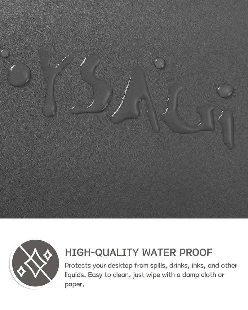 YSAGi Non-Slip Leather Desk Pad, Waterproof Laptop Computer Desk Keyboard Mat, Table Protector Blotter Mat, Large Mouse Pad for Office/Work/Home/Decor(Dark Gray, 31.5" x 15.7") - Image 3