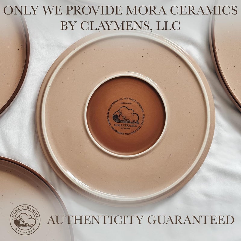 Mora Ceramic Flat Dinner Plates Set of 6 105 in High Edge Dish Set  Microwave Oven and Dishwasher Safe Scratch Resistant Modern Dinnerware Kitchen Porcelain Serving Dishes  Chai - Image 3