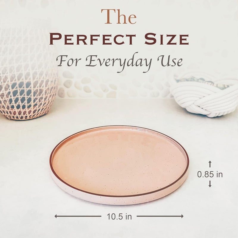 Mora Ceramic Flat Dinner Plates Set of 6 105 in High Edge Dish Set  Microwave Oven and Dishwasher Safe Scratch Resistant Modern Dinnerware Kitchen Porcelain Serving Dishes  Chai - Image 2