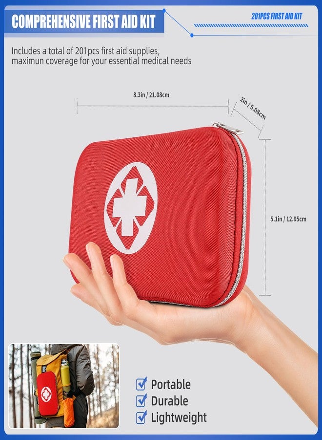 KNVBIN Mini Travel First Aid Kit, Emergency Kit with 201PCS First Aid Supplies and Waterproof Compact Bag, Survival Medical Kit for Home Car Office Camping Hiking - Image 2