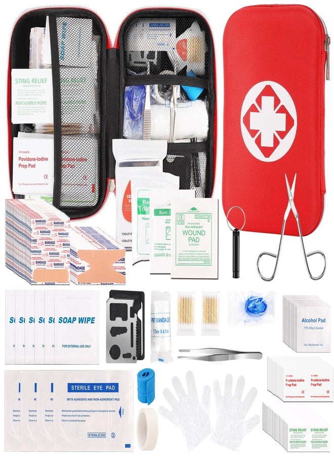 KNVBIN Mini Travel First Aid Kit, Emergency Kit with 201PCS First Aid Supplies and Waterproof Compact Bag, Survival Medical Kit for Home Car Office Camping Hiking - Image 1