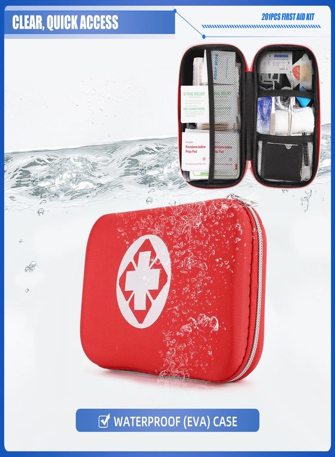KNVBIN Mini Travel First Aid Kit, Emergency Kit with 201PCS First Aid Supplies and Waterproof Compact Bag, Survival Medical Kit for Home Car Office Camping Hiking - Image 4