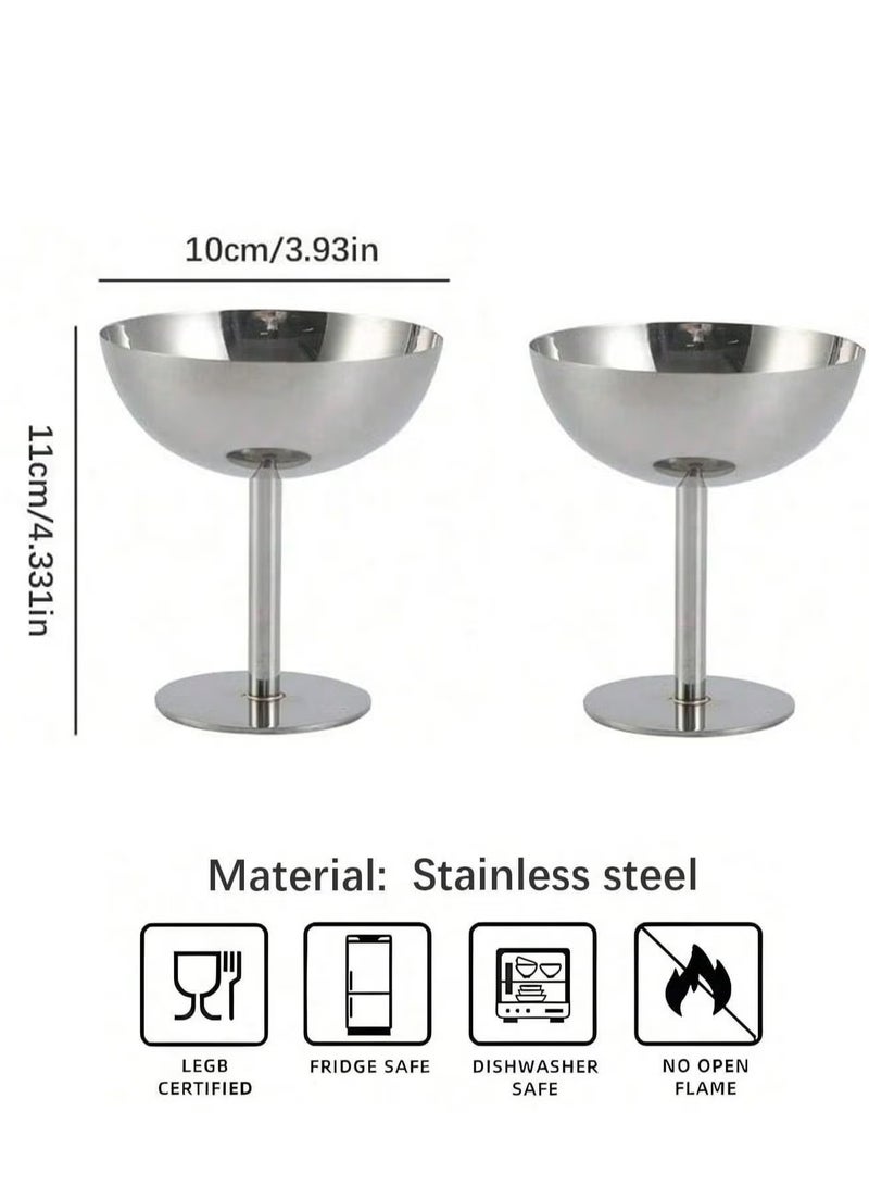 YelaJoy 2pcs Stainless Steel Dessert Cups & Bowls - Ideal for Ice Cream, Pudding, Custard - Image 2