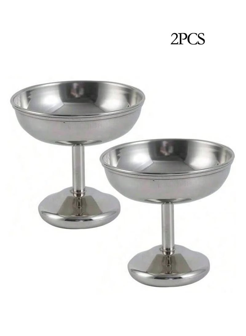 YelaJoy 2pcs Stainless Steel Dessert Cups & Bowls - Ideal for Ice Cream, Pudding, Custard - Image 3