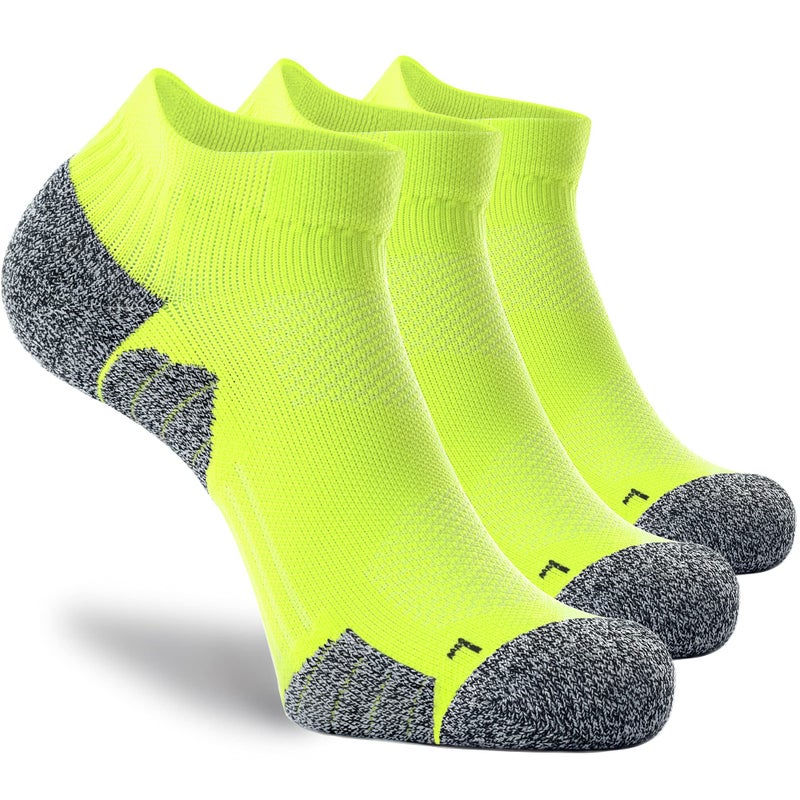 CWVLC Unisex Cushioned Compression Athletic Ankle Socks Multipack, 3-pairs Lime-Green, XL (13.5-15.5 W US/ 12-14 M US) - Image 1