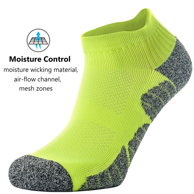 CWVLC Unisex Cushioned Compression Athletic Ankle Socks Multipack, 3-pairs Lime-Green, XL (13.5-15.5 W US/ 12-14 M US) - Image 5