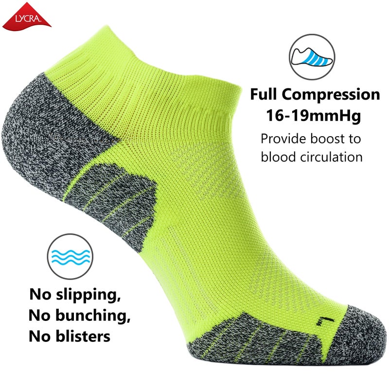 CWVLC Unisex Cushioned Compression Athletic Ankle Socks Multipack, 3-pairs Lime-Green, XL (13.5-15.5 W US/ 12-14 M US) - Image 3