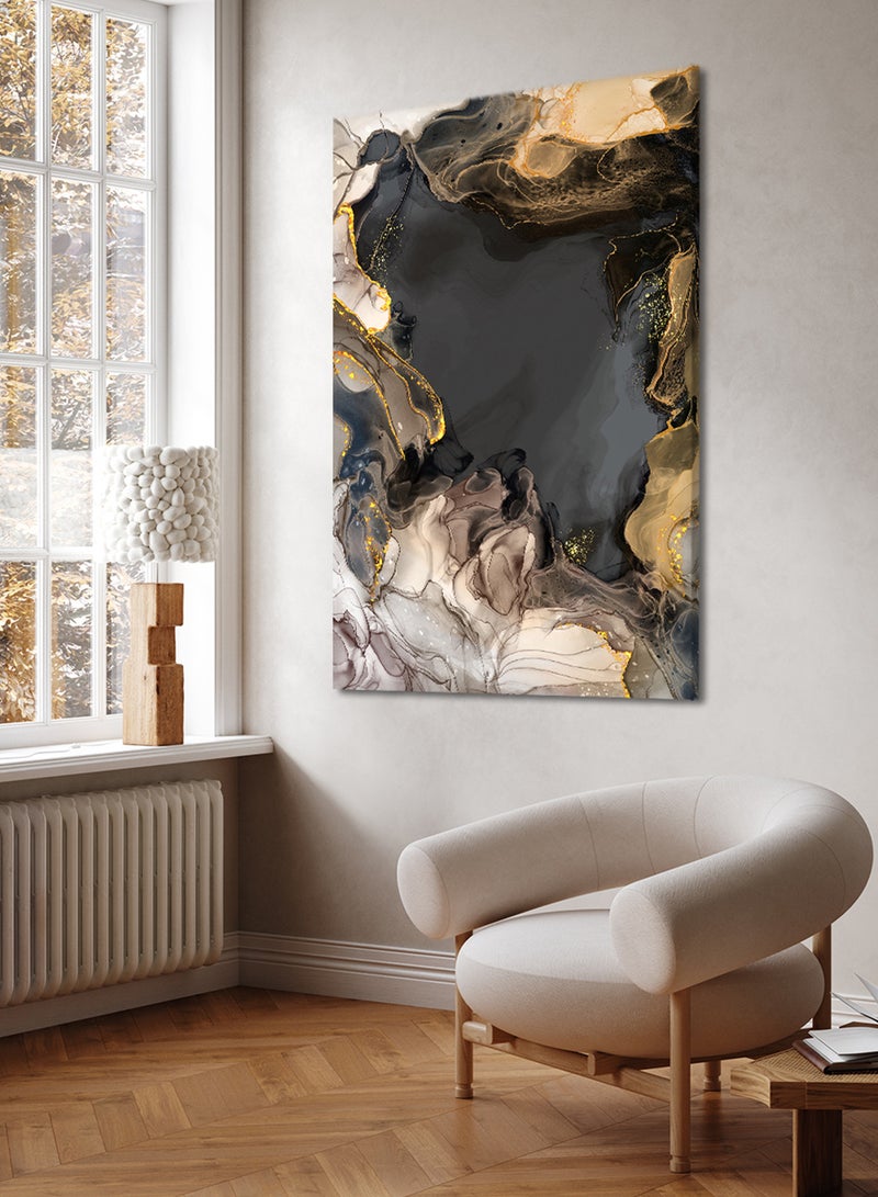 لوحة كانفاس على إطار خشبي بتصميم فن تجريدي بقعة حبر - Image 3