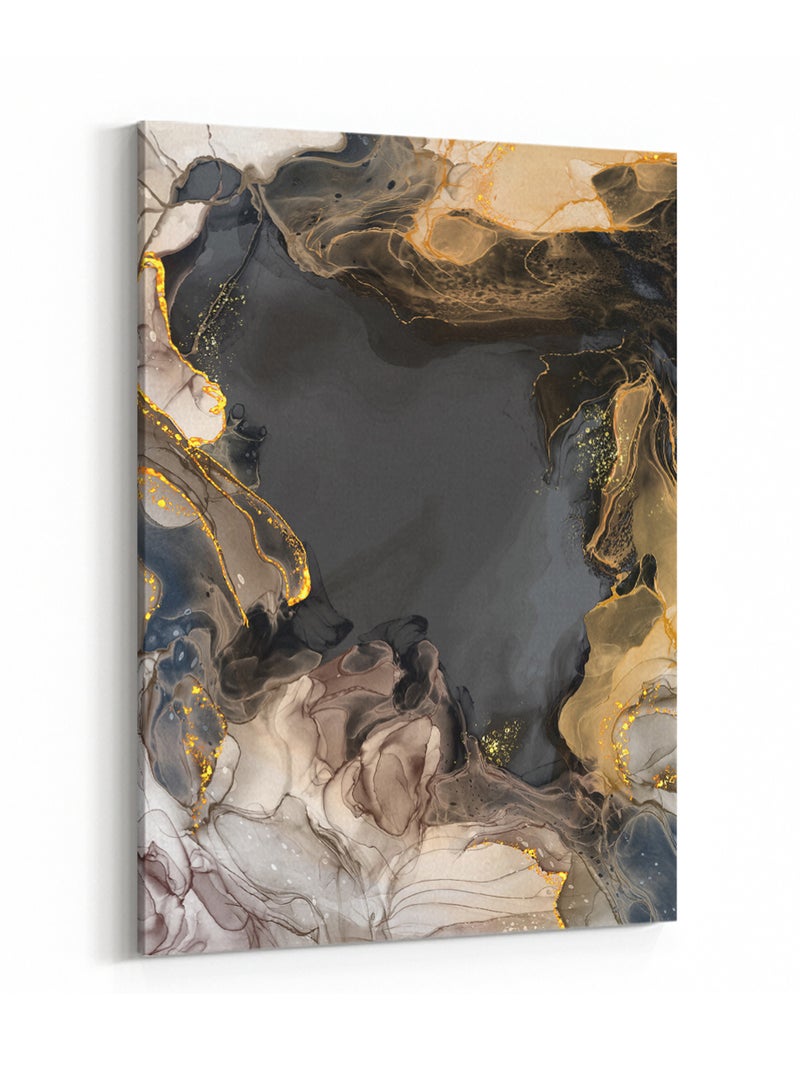 لوحة كانفاس على إطار خشبي بتصميم فن تجريدي بقعة حبر - Image 4