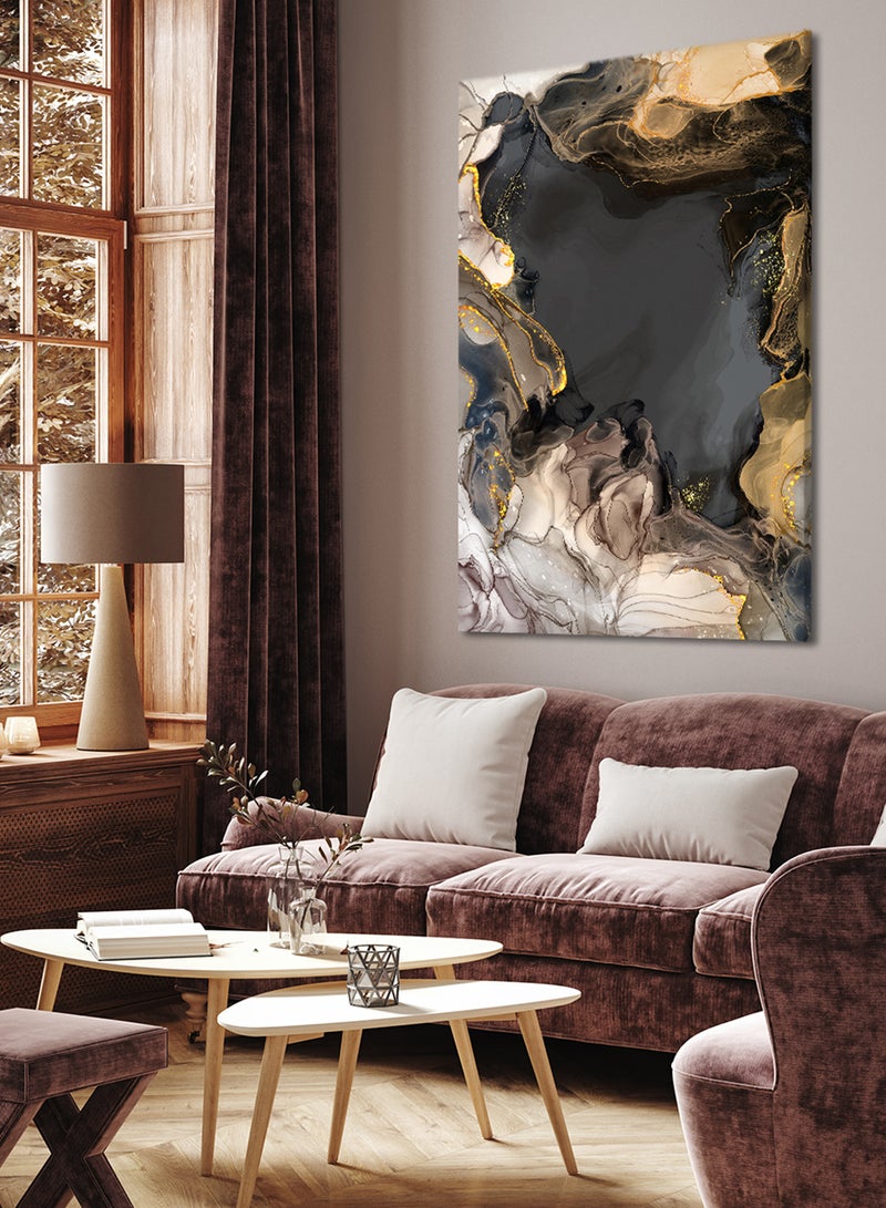 لوحة كانفاس على إطار خشبي بتصميم فن تجريدي بقعة حبر - Image 2