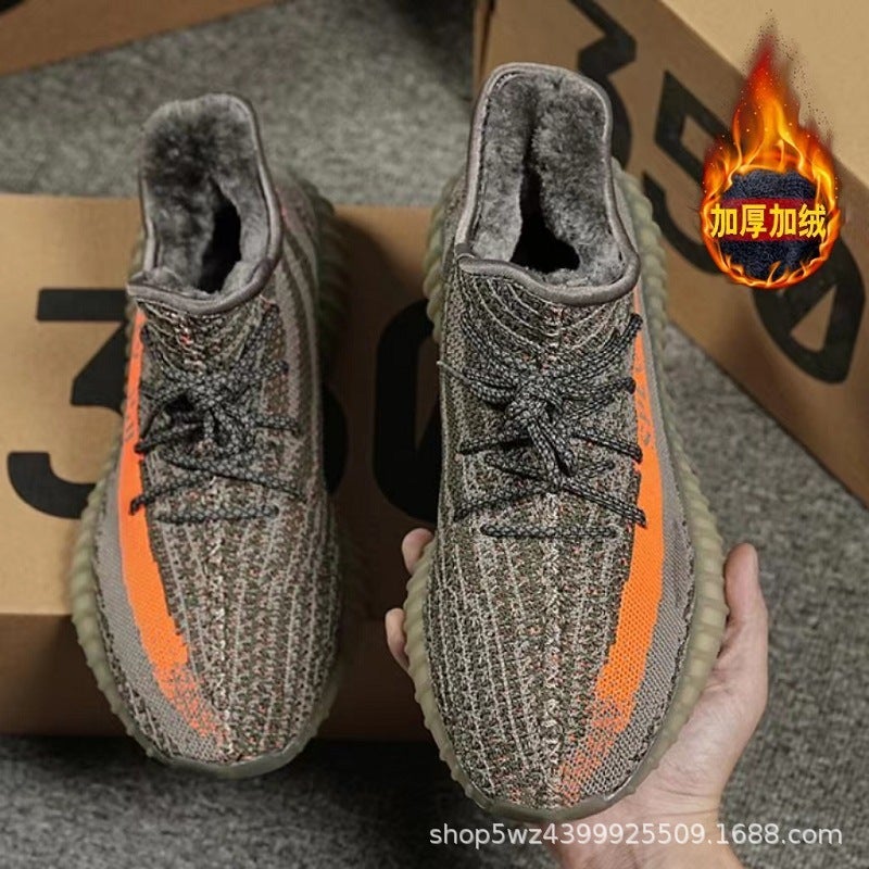 Winter Fleece-Lined Thickened Fashion Coconut Shoes Men'S 350 Soft Bottom Sneaker Women'S Shoes Running Shoes Warm Casual Cotton Shoes - Image 2