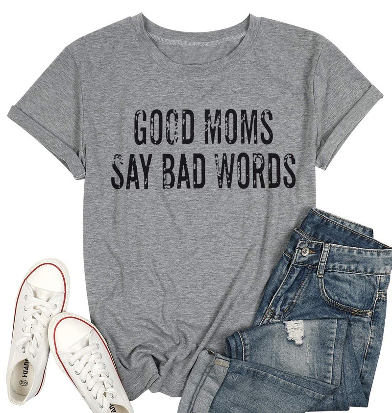KNEYATTA Good Mom Say Bad Words T Shirt Mom Life Short Sleeve Shirts Mama Tshirt Women Funny Graphic Printed Casual Tee Tops - Image 5