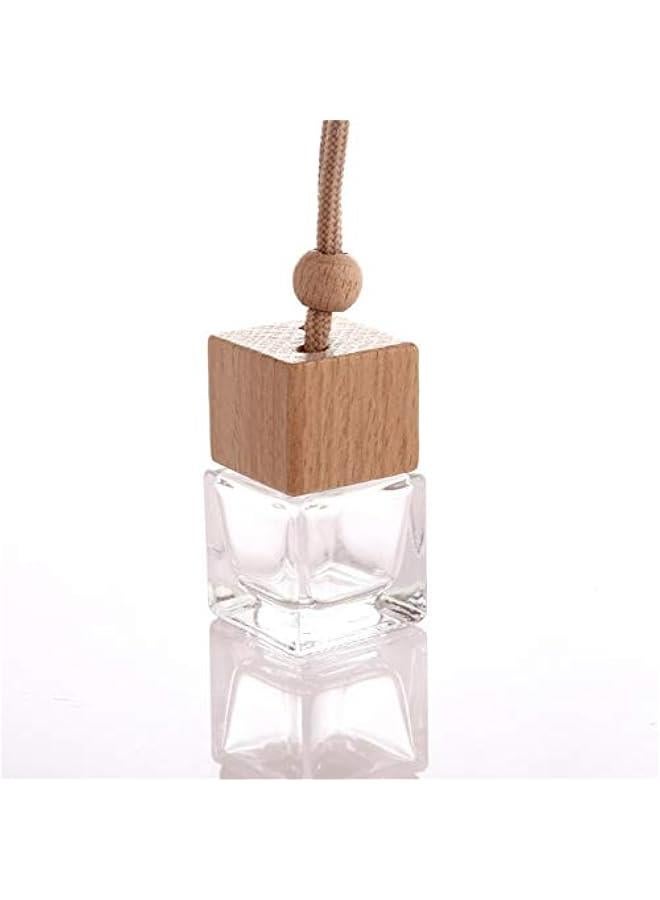 Arabest 10 Pcs 8ml Car Air Freshener Ornament,Empty Clear Glass Essential Oil Diffuser Perfume Aromatherapy Pendant Vials with Wooden Caps & Hanging String-Free 1 Funnel&Dropper - Image 2