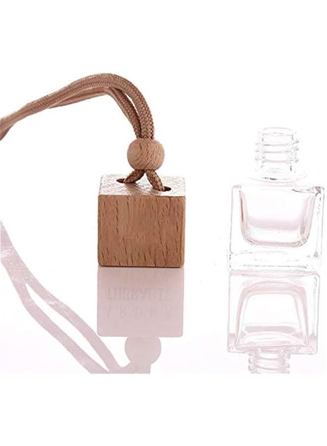 Arabest 10 Pcs 8ml Car Air Freshener Ornament,Empty Clear Glass Essential Oil Diffuser Perfume Aromatherapy Pendant Vials with Wooden Caps & Hanging String-Free 1 Funnel&Dropper - Image 4