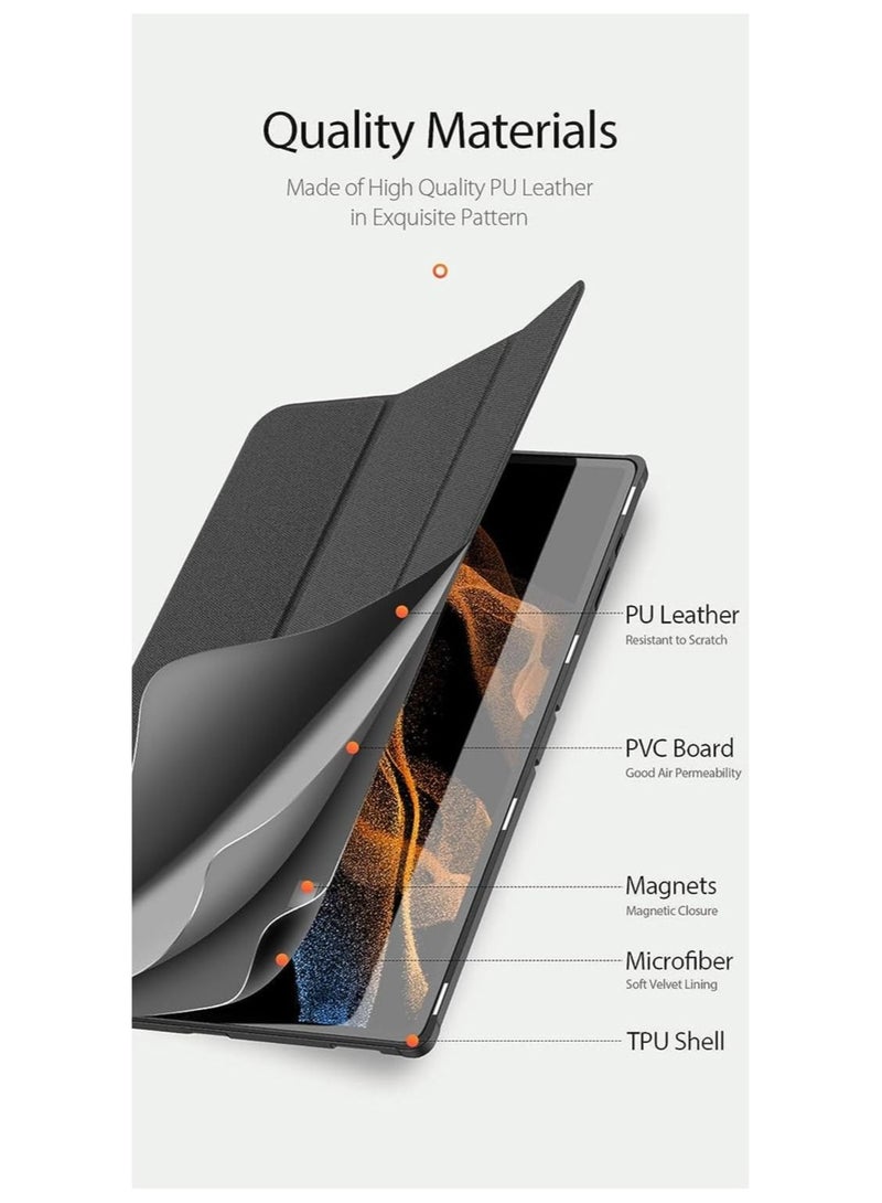Samsung Galaxy Tab S11 Ultra 2025 Case Trifold Leather Flip Smart Tablet Sleeve With Pencil Holder Cover - Image 3