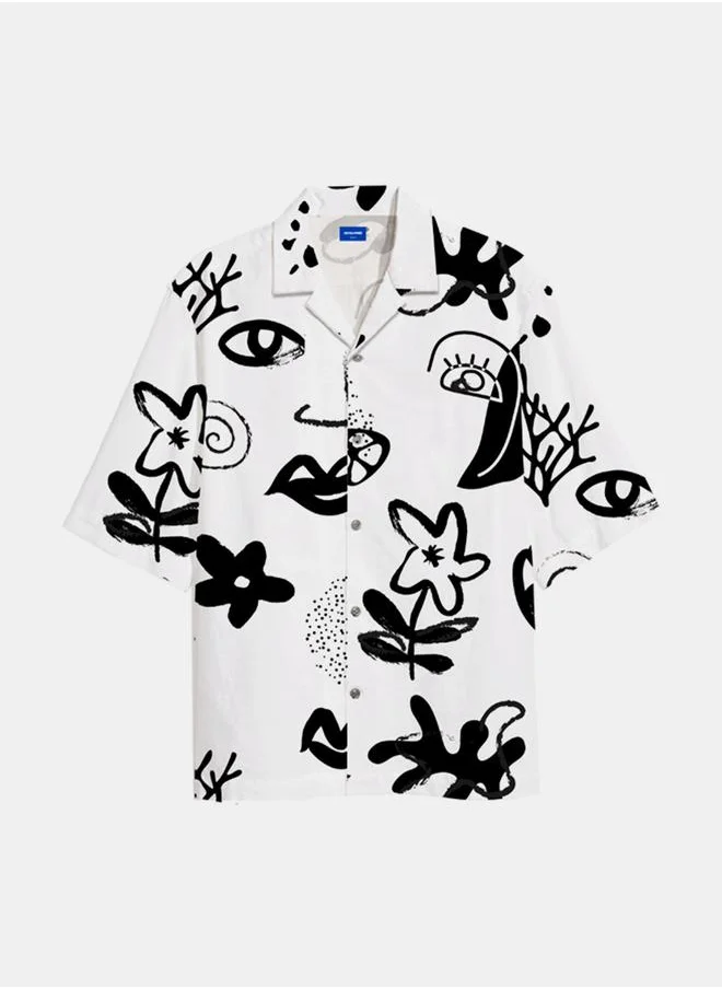 جاك اند جونز Relaxed Fit Gallery All Over Print Resort Shirt