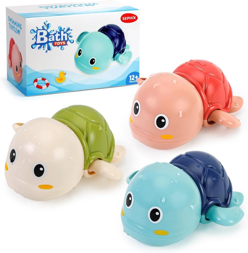 SEPHIX Store Bath Toys for Toddlers 1-3, Cute Swimming Turtle Bath Toys for 1 2 Year Old Boy Girl Gifts, Water Pool Toys for Baby Toddler Toys Age 1-4, Wind-up Infant Bathtub Toys, 3 Pack - Image 1