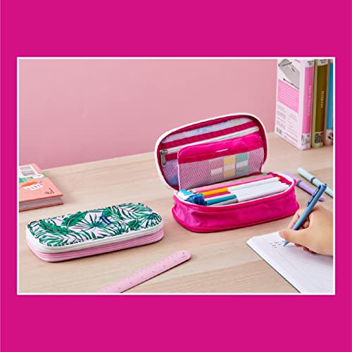 It's Academic Expanding Pencil Case, Portable Pouch for Office & School Supplies, Travel Organizer Bag, Compact, High Capacity, Palm Tree & Watercolor Design, 2-Pack - Image 5