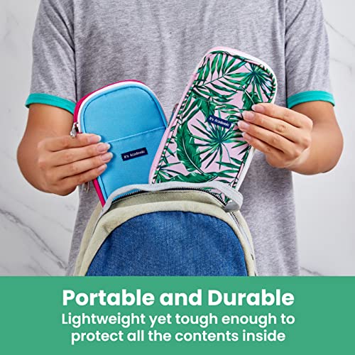 It's Academic Expanding Pencil Case, Portable Pouch for Office & School Supplies, Travel Organizer Bag, Compact, High Capacity, Palm Tree & Watercolor Design, 2-Pack - Image 4