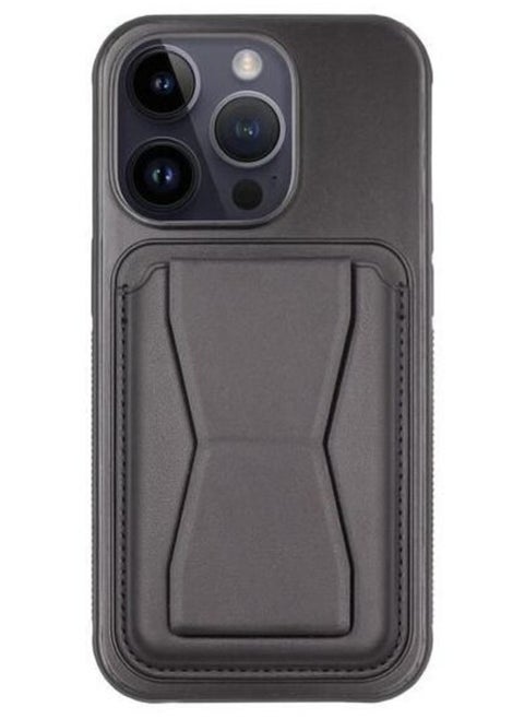 MYK Wallet Case Compatible with iPhone 15, Leather Case with Card Holder, Magnetic Card Slot with Stand (Black)