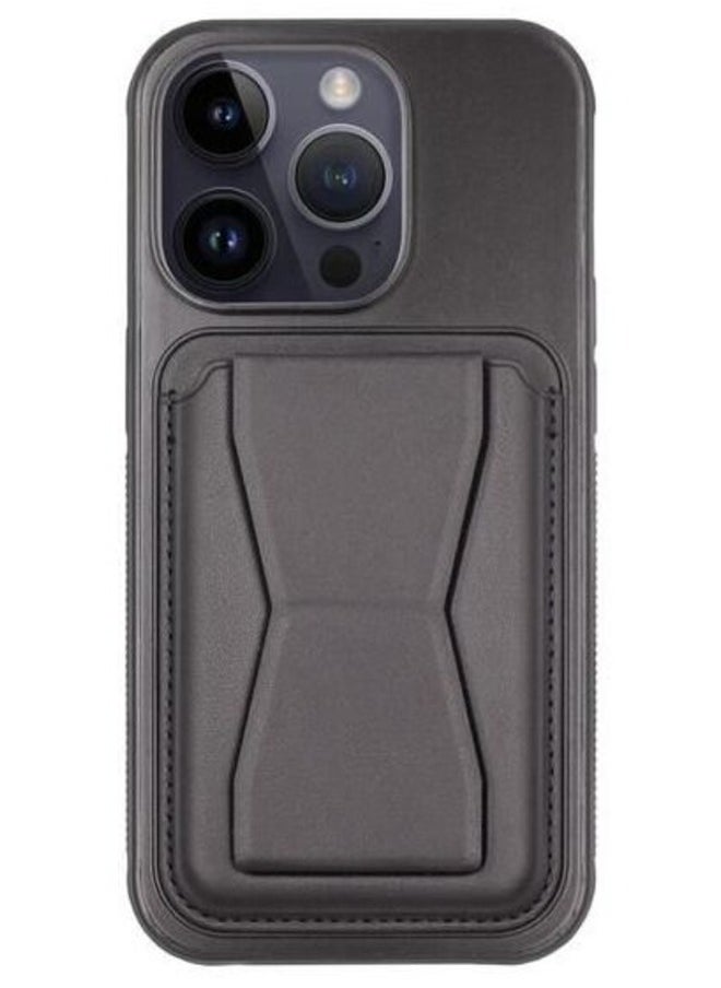 MYK - MYK Wallet Case Compatible with iPhone 15, Leather Case with Card Holder, Magnetic Card Slot with Stand (Black) - Image 1