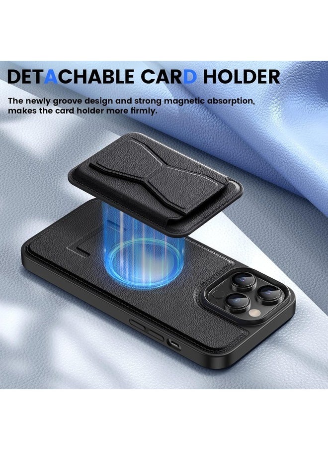 MYK - MYK Wallet Case Compatible with iPhone 15, Leather Case with Card Holder, Magnetic Card Slot with Stand (Black) - Image 1