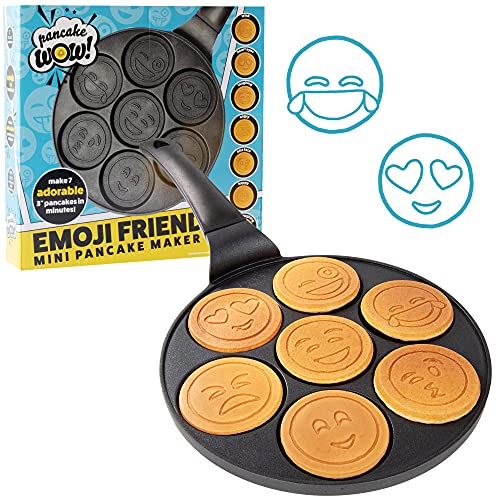 CucinaPro Emoji Friends Mini Pancake Pan, Nonstick Aluminum, 7 Unique Smiley Face Designs, Easy to Clean, Perfect for Kids' Breakfast - Image 1