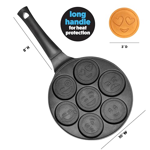 CucinaPro Emoji Friends Mini Pancake Pan, Nonstick Aluminum, 7 Unique Smiley Face Designs, Easy to Clean, Perfect for Kids' Breakfast - Image 4
