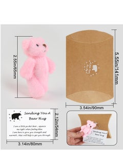 Excefore A little Pocket Bear Hug,  with Inspirational Bear Hug Cards, Cute Comfort Sentimental Gift, Fuzzy Mini Animal Pocket Hug Bear,  for Valentines, Graduation, Birthday, Wedding (Pink)  - Image 2