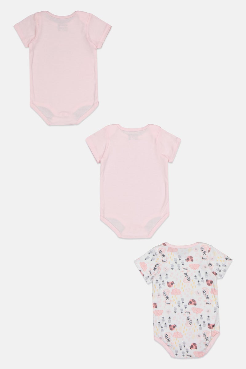 Joe Boxer Toddlers Girl 3 Pieces Allover Print Short Sleeves Bodysuits, Multicolor - Image 2