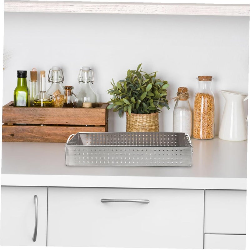 Stainless Steel Cutlery Holder Flatware Organizer with Mesh Draining Tray Large Utensil Container for Kitchen Drawer Storage - Image 5