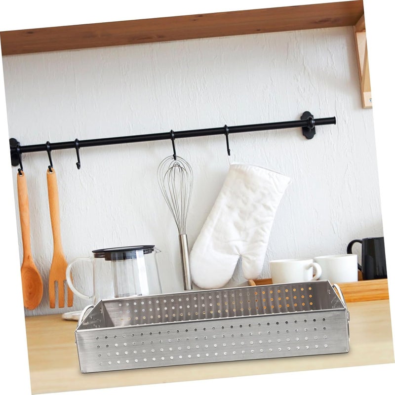 Stainless Steel Cutlery Holder Flatware Organizer with Mesh Draining Tray Large Utensil Container for Kitchen Drawer Storage - Image 4