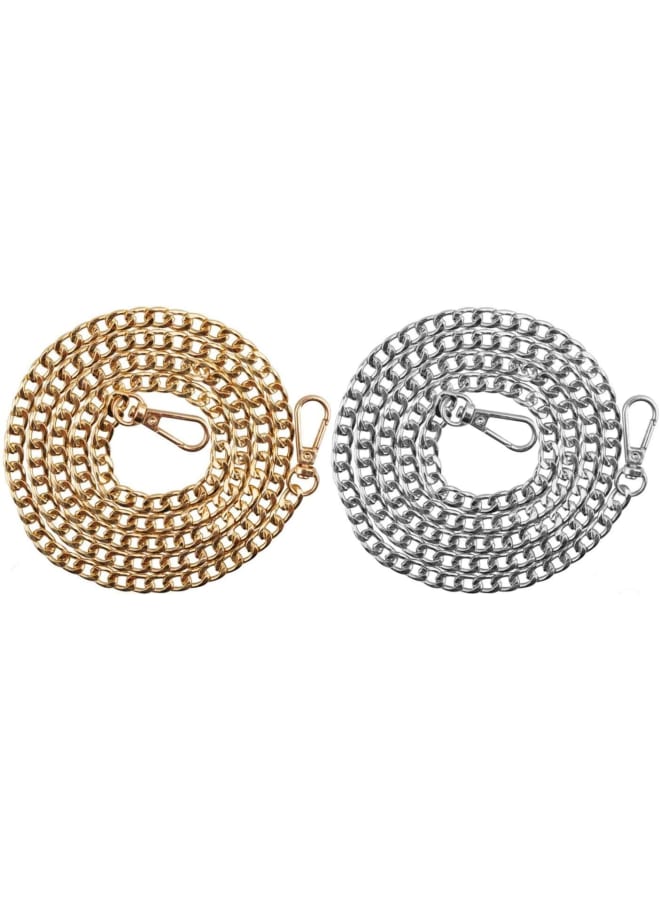 2PCS Replacement Chain Shoulder Bag Chain for Women Shoulder Bag DIY Accessories, with 2 buckles (gold and silver), replacement chain for shoulder bag, Gold Silver  - Image 1