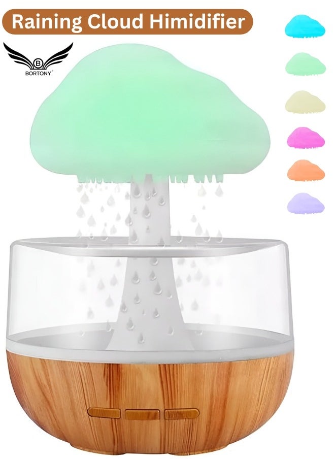 BORTONY Raining Cloud Night Light Humidifier Aromatherapy Essential Oil Diffuser Cute Mushroom Humidifier Waterfall Lamp Desk Fountain Bedside Sleeping Relaxing Mood  - Image 1