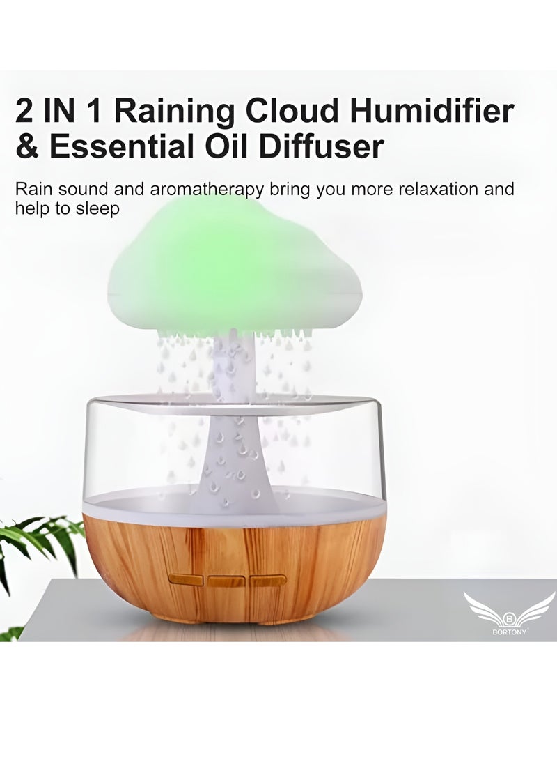 BORTONY Raining Cloud Night Light Humidifier Aromatherapy Essential Oil Diffuser Cute Mushroom Humidifier Waterfall Lamp Desk Fountain Bedside Sleeping Relaxing Mood  - Image 3