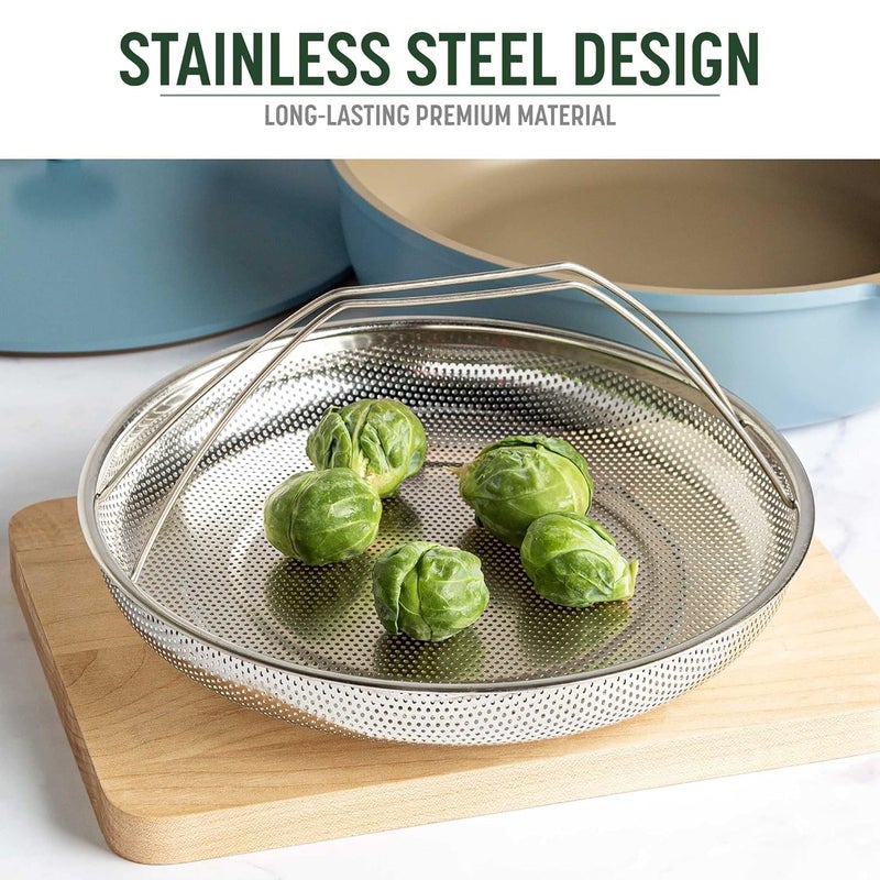LOCANS LOCANS AllInOne Pan Steamer Basket Premium Stainless Steel Construction Dishwasher Safe Perfect for Steaming Vegetables Full Handle for Easy Use - Image 3