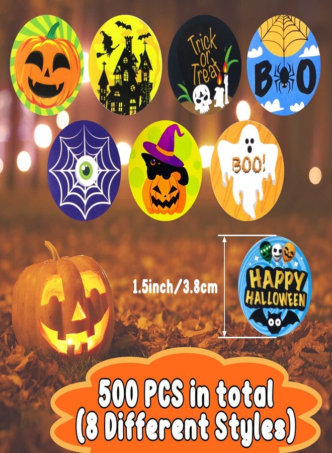 Partywind 500 PCS Cute Halloween Stickers for Kids, Self Adhesive Halloween Sticker Roll Labels with Pumpkin, Halloween Birthday Party Decorations Accessories (8 Styles) - Image 2