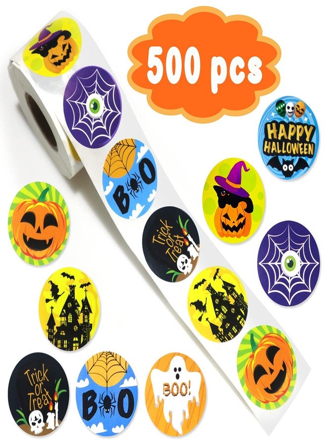 Partywind 500 PCS Cute Halloween Stickers for Kids, Self Adhesive Halloween Sticker Roll Labels with Pumpkin, Halloween Birthday Party Decorations Accessories (8 Styles) - Image 1