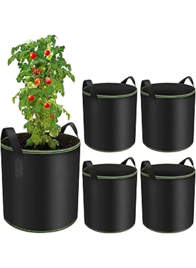 Enbagold 20L Plant Bag, Pack of 5, Non-Woven Fabric, Black, Outdoor, Round, Reusable, Space-Saving, Grow Bag, PLANTER - Image 1