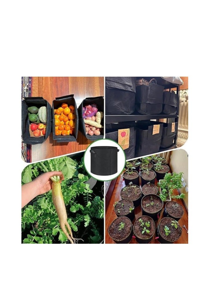 Enbagold 20L Plant Bag, Pack of 5, Non-Woven Fabric, Black, Outdoor, Round, Reusable, Space-Saving, Grow Bag, PLANTER - Image 3