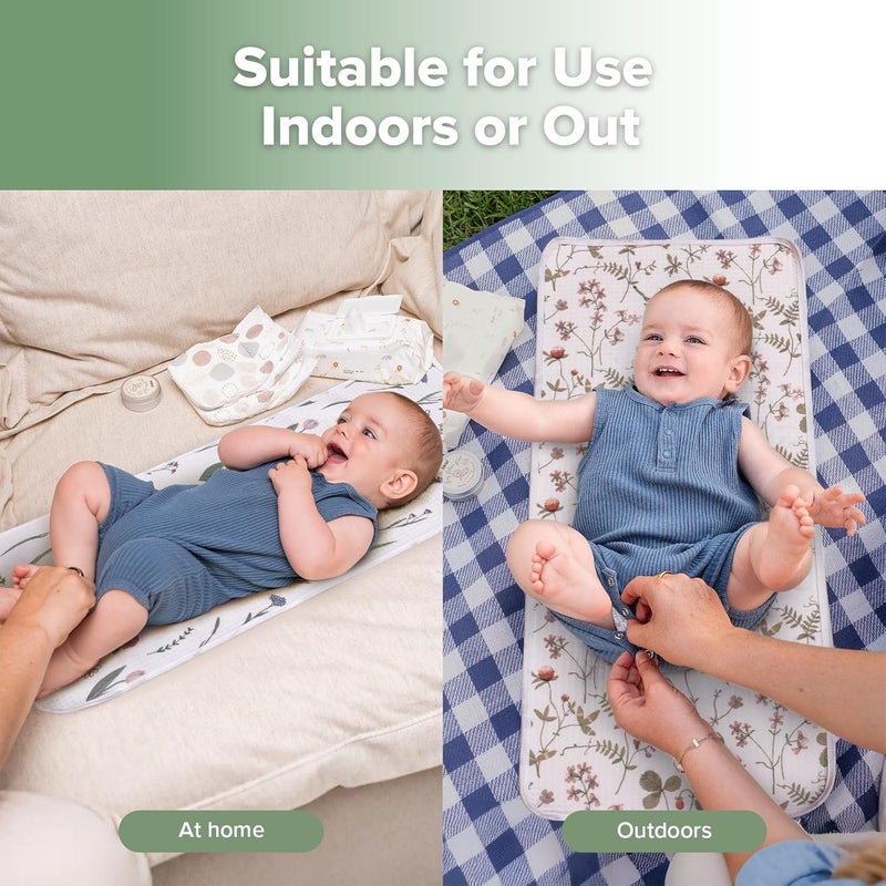 haakaa Waterproof Changing Pad Liners, Portable Baby Changing Pad Cover, Diaper Changing Mat Reusable, 100% Cotton, Ultra Soft Breathable, Honey Blossom+Vintage Garden (2pcs, 13" x 27.5") - Image 5