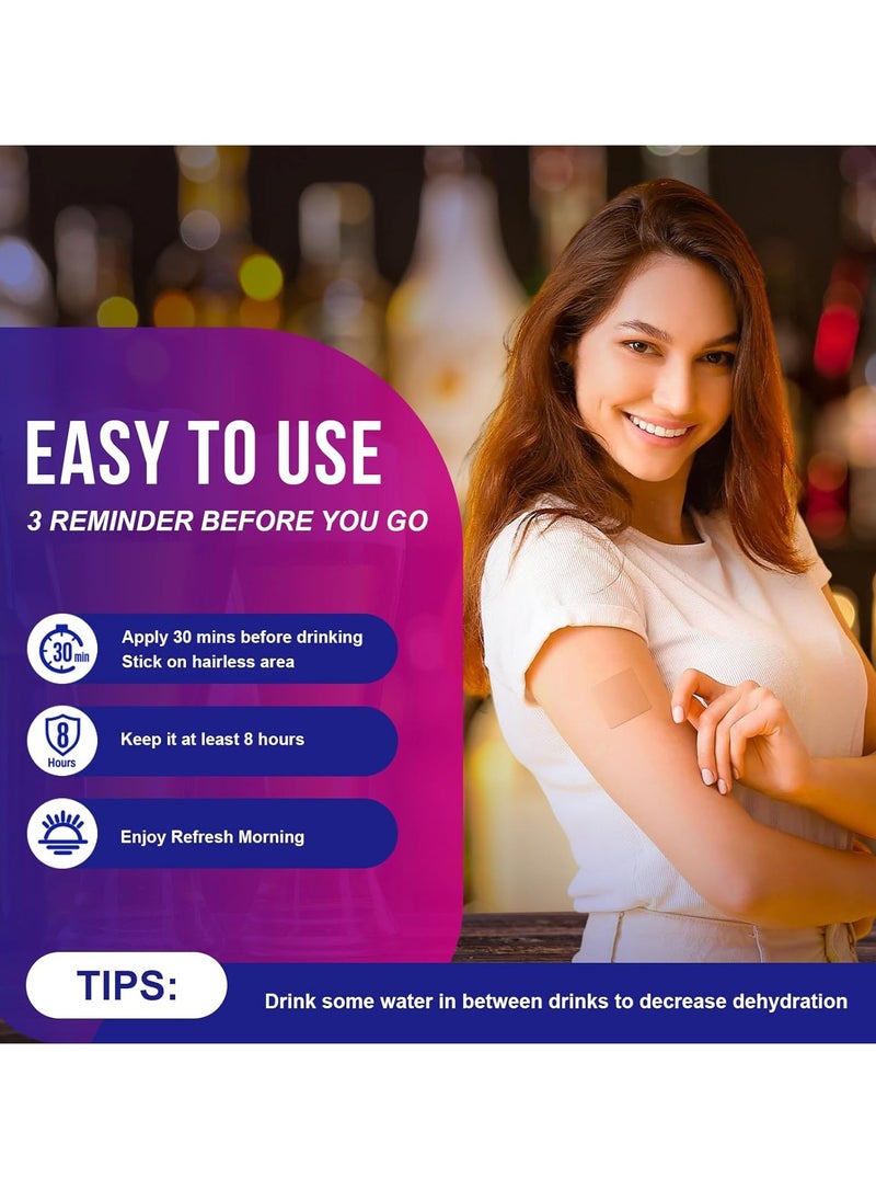 Elaimei - 72 لاصقة لعلاج صداع الكحول - لاصقات طبيعية لعلاج صداع الكحول - تقنية الإطلاق البطيء - لاصقات طبية آمنة وفعالة لعشاق الحفلات - حمض الفوليك وفيتامينات ومستخلص الشاي الأخضر - Image 1