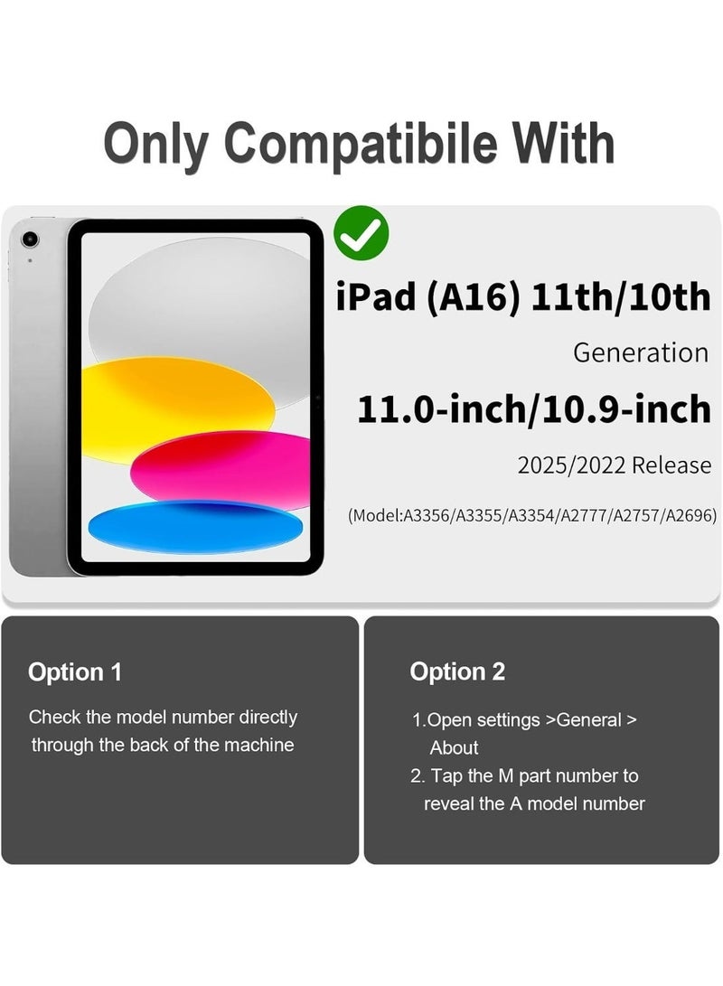 حافظة لجهاز iPad (A16) من الجيل الحادي عشر/العاشر 11/10.9 بوصة 2025/2022 مع واقي شاشة وحامل دوار وحزام كتف وحامل أقلام رصاص، حافظة iPad مقاومة للصدمات من الدرجة العسكرية من الجيل العاشر - Image 2
