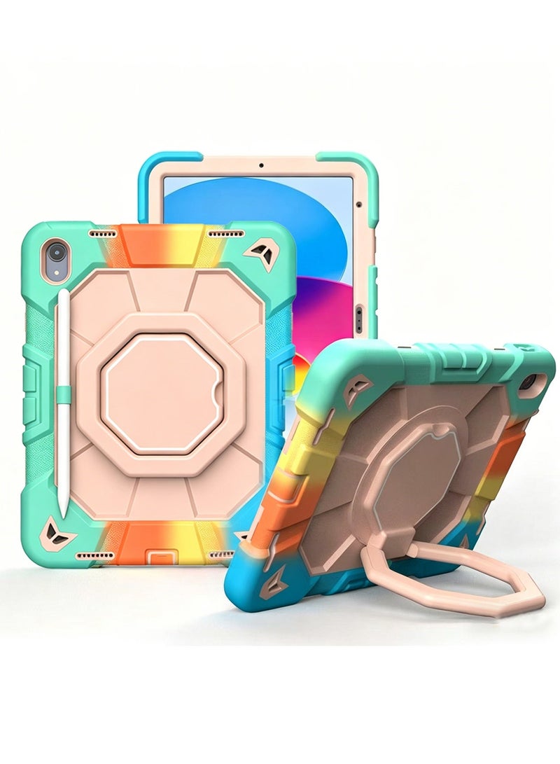 حافظة لجهاز iPad (A16) من الجيل الحادي عشر/العاشر 11/10.9 بوصة 2025/2022 مع واقي شاشة وحامل دوار وحزام كتف وحامل أقلام رصاص، حافظة iPad مقاومة للصدمات من الدرجة العسكرية من الجيل العاشر - Image 1