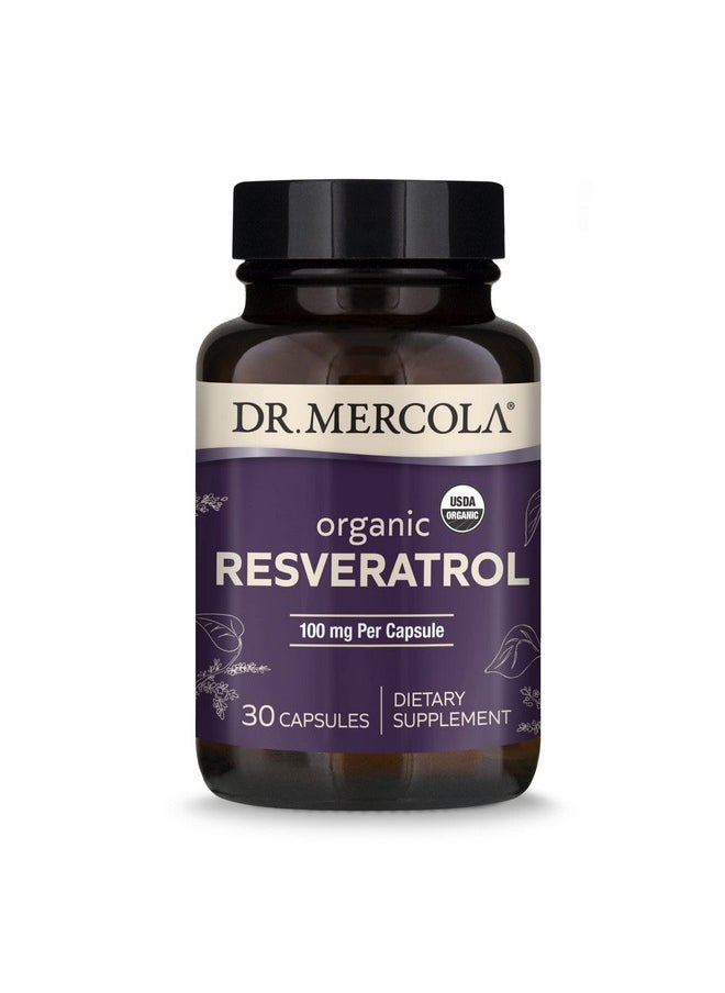 Dr. Mercola - Organic Resveratrol Dietary Supplement 100Mg Per Capsule 30 Servings 30 Capsules Non Gmo Gluten Free Soy Free Usda Organic - Image 1