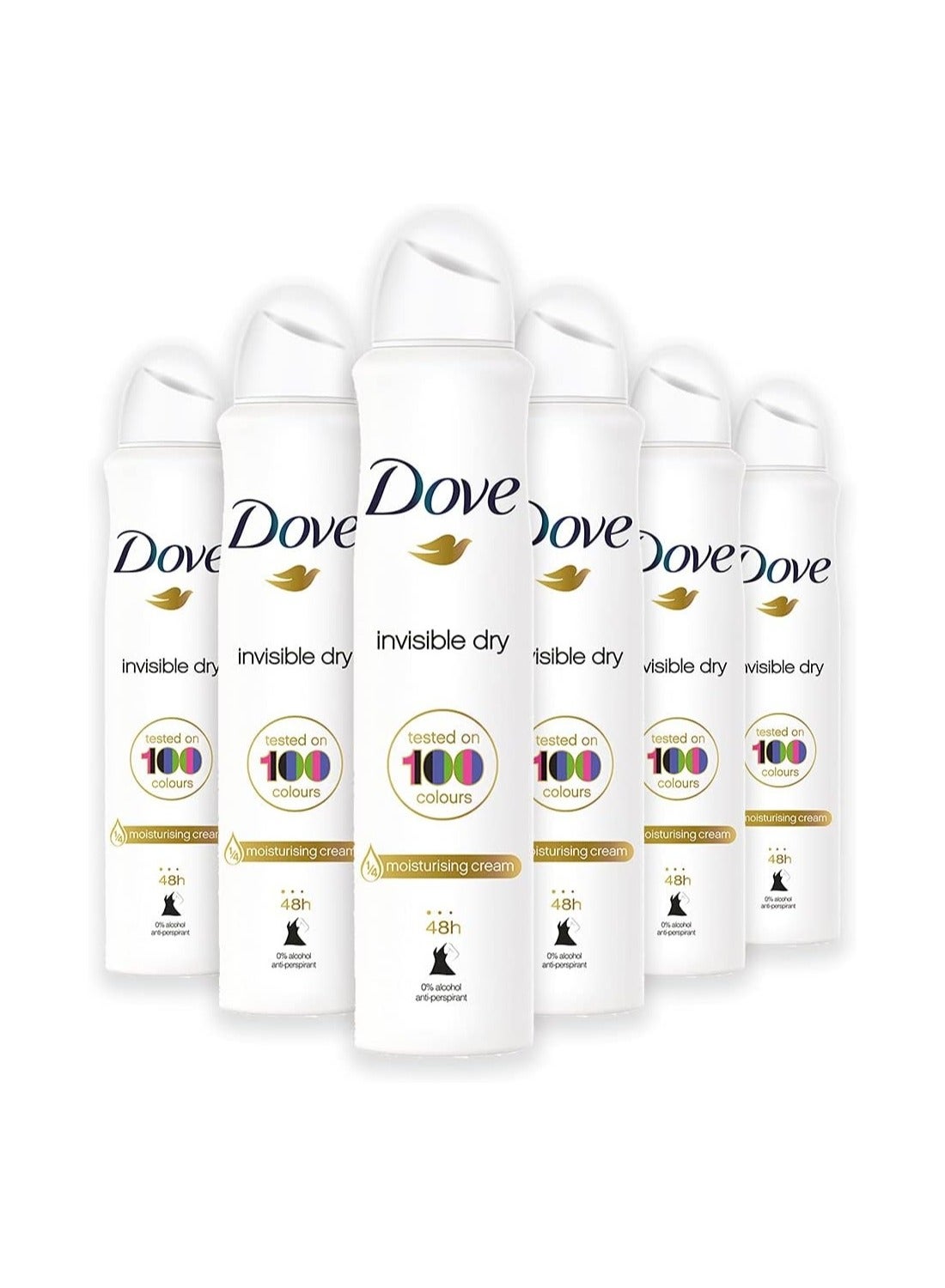 Dove Invisible Dry Compressed Strong Antiperspirant Aerosol Spray, Anti-Sweat Deodorant For Men And Women For A Cool, Fresh And Clean Fragrance 48 Hour Protection, Bulk Pack (6 x 250ml)