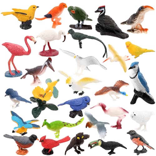 ZENFUN 29 Pieces Realistic Bird Animals Figurines Mini Bird Model Birds Cake Cupcake Topper Parrot Figurine Miniature Birds Animal Figure for Birthday Party Supply - Image 1