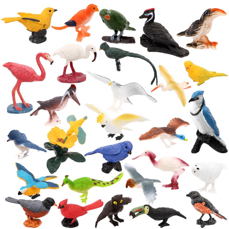 ZENFUN 29 Pieces Realistic Bird Animals Figurines Mini Bird Model Birds Cake Cupcake Topper Parrot Figurine Miniature Birds Animal Figure for Birthday Party Supply - Image 3