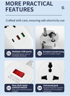 Generic Smart EU Power Strip with 4 Outlets & 3 USB Ports – 13A Surge Protector for Home/Office, 230V European Standard Extension Cord | Space-Saving USB-C Charging Station with Fireproof Shell  - Image 5