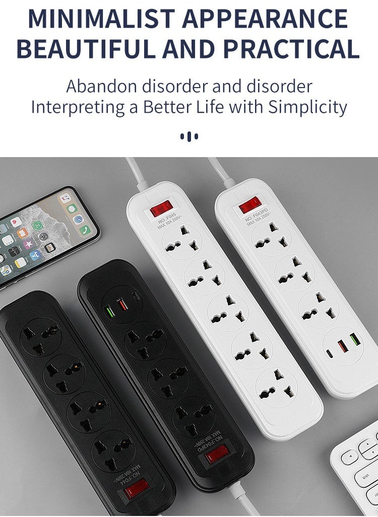 Generic - Smart EU Power Strip with 4 Outlets & 3 USB Ports – 13A Surge Protector for Home/Office, 230V European Standard Extension Cord | Space-Saving USB-C Charging Station with Fireproof Shell - Image 1